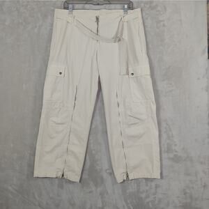 Women's Y2K Billy Blues Cargo Flight Pants Size 10 Cream Pockets Zipper Closure